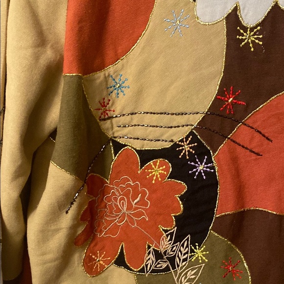 Indigo Moon Jacket Button Front Top Womens XL Multicolor Pattern Flower Flawed - Picture 5 of 10